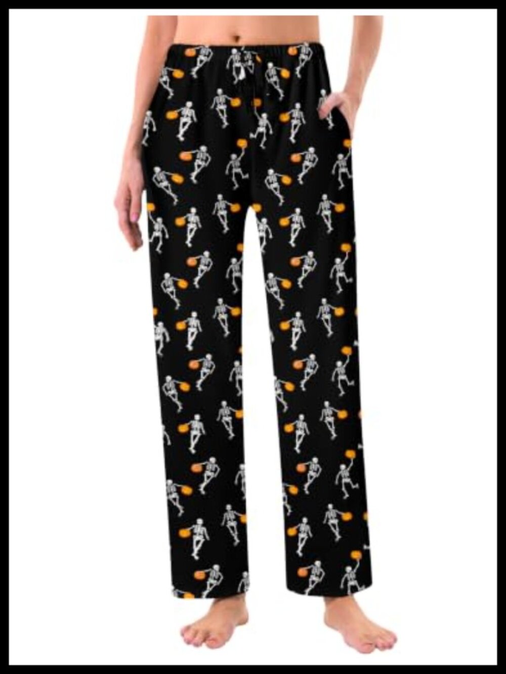 Christmas Womens Pajama Pants Pjs Bottoms with Pockets Drawstring Polyester